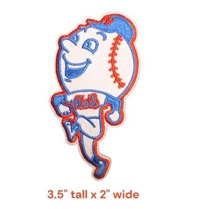 Vintage NY Mets embroidered Iron on patch Mr.Met Mascot  MLB